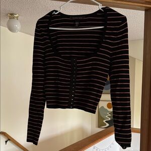 Victoria's Secret Black and White Fitted Crop Blouse